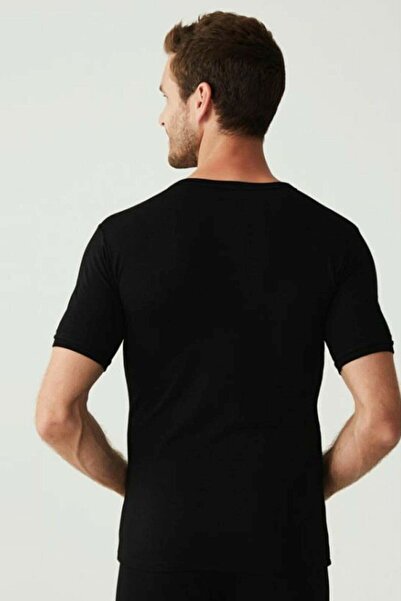 U.S. Polo Assn. U.S Polo Assn.17035 Pánské termo spodní prádlo s krátkým rukávem, černé