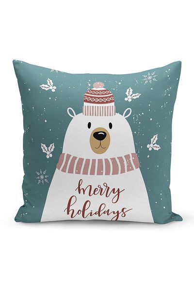 Filamente New Year Christmas Pattern Double Sided Digital Printed Throw Pillow Cover
