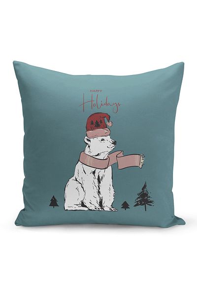 Filamente New Year Christmas Pattern Double Sided Digital Printed Throw Pillow Cover