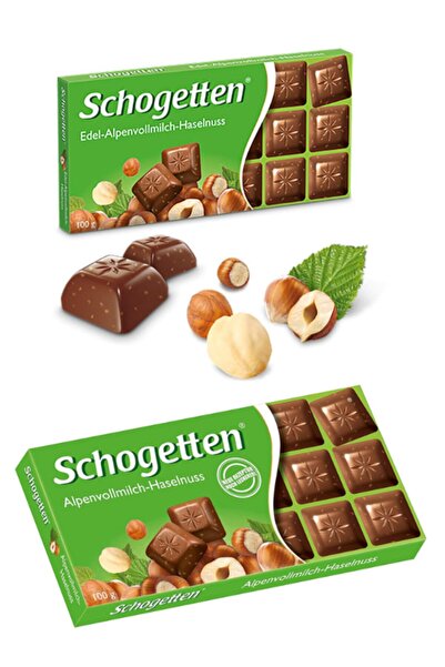 Schogetten Alpine Fındıklı Sütlü Çikolata Bar Şeker Orijinal Alman Çikolatası 10g