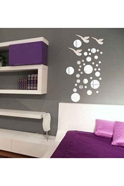 dekoralife Kuşlar Ve Daire Pleksi Ayna (kendinden Yapışlanlı)