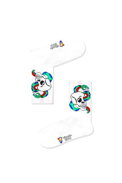 Vitamin Çorap Αθλητικές κάλτσες Skull Snake White