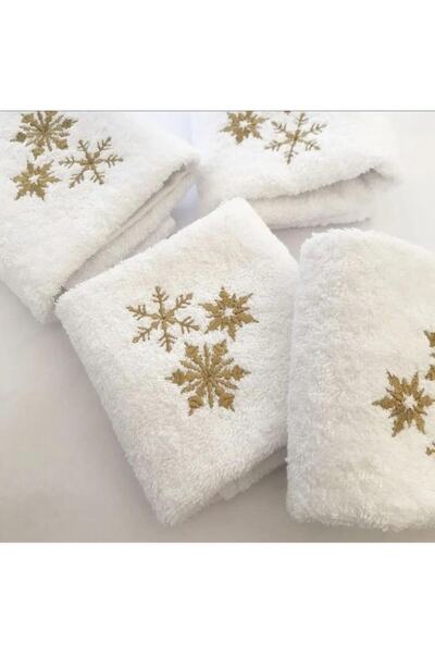 cantasarım ev tekstili Kar Tanesi Nakışlı 30x50 %100 Bambu El Havlu
