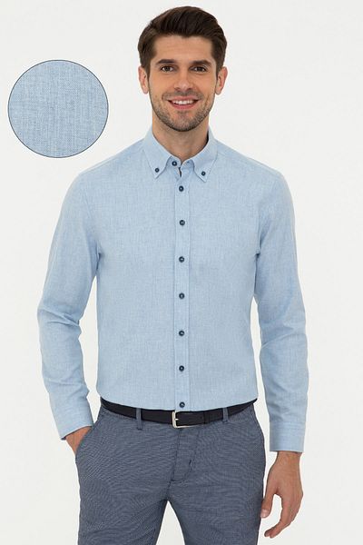 Pierre Cardin Μπλε ανδρικό πουκάμισο G021GL004.000.1282508