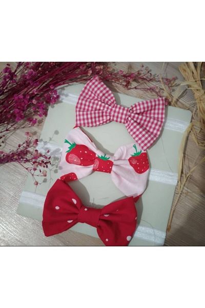 Feriatolye Baby Girl Strawberry Bandana Set
