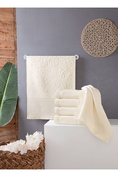 Fiesta Πετσέτες Soft Etam Bordered Jacquard 12 τμχ - Κρέμα -50x90