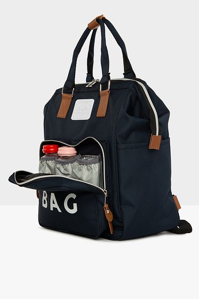 Bagmori Navy Blue Baby Bag Printed Pocket Mother Baby Care Backpack M000005163