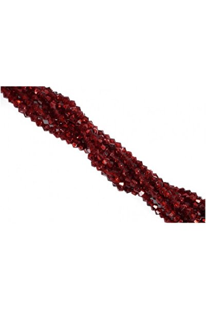 Prestij Boncuk 1 șuviță de mărgele de cristal cu prismă în unghi roșu închis 4 mm