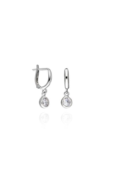ERKOÇ JEWELLERY 925 Ayar Gümüş Sallantılı Tek Taş Küpe