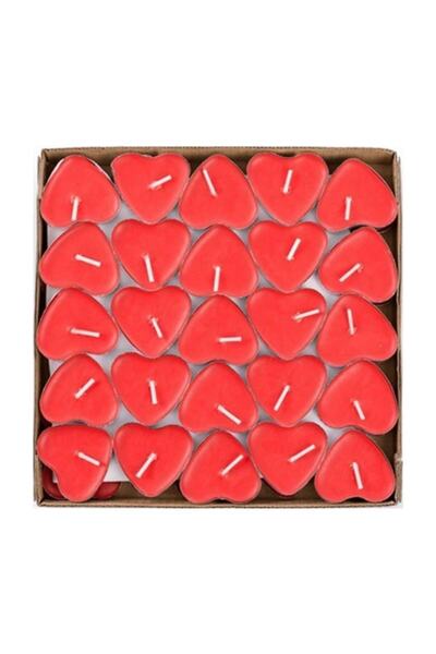 Happyland 20 Adet Kırmızı Kalp Şeklinde Küçük Kalpli Tealight Mumlar