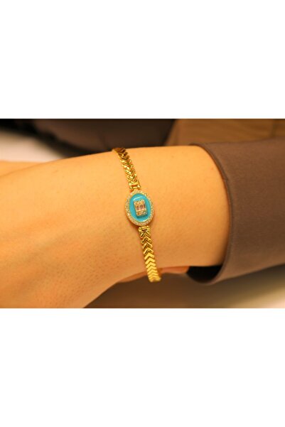 Güler Kuyumculuk Kadın Altın Baget Taşlı Mineli Pullu Künye