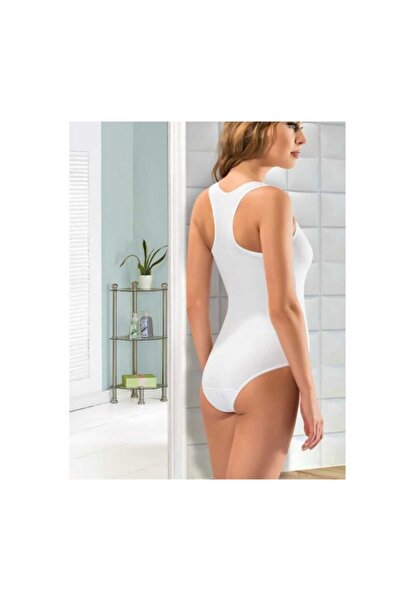 GÜMÜŞ Γυναικείο λευκό αθλητικό κορμάκι με κουμπωτά κουμπιά