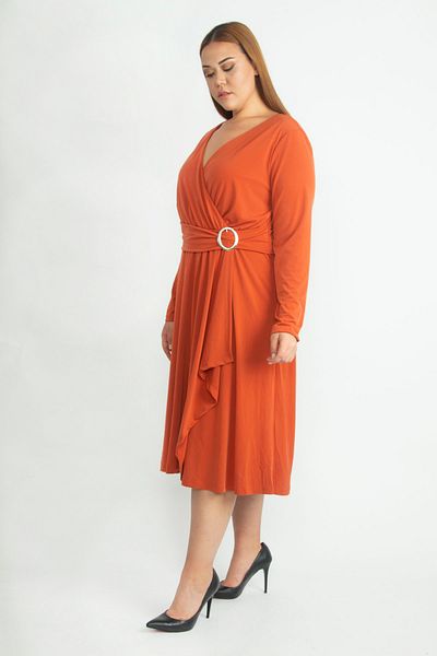 Şans Große Größen in Abendkleid - Orange - Gerüschter Saum