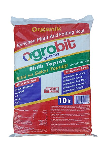 agrobit Bitki Ve Saksı Toprağı Solucan Gübresi Torf Humus Perlit Leonardit Akıllı Toprak 10 lt