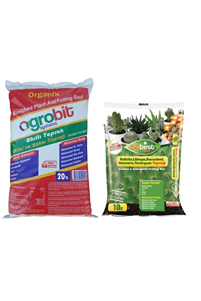 agrobit Akıllı Bitki ve Saksı Toprağı 20 lt  + Bitbest Bio Kaktüs Toprağı 10 lt