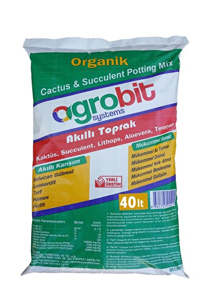 agrobit Kaktüs Aloevera Lithops Ve Succulent Zengin Karışım Akıllı Toprak 40 lt