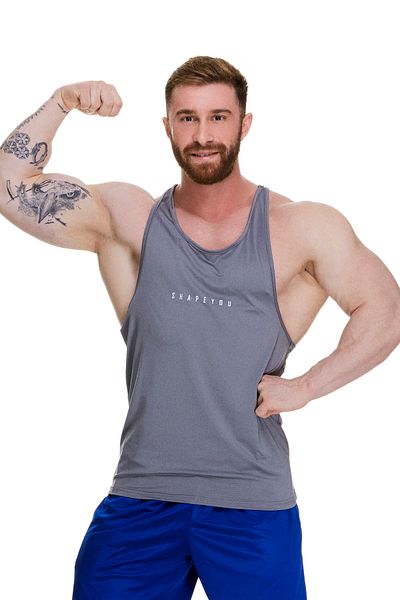 ShapeYou Men's Gray Fitness Athlete Undershirt