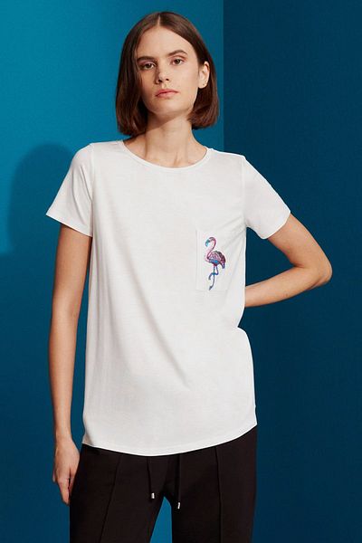 Perspective Casta Crew Neck Ecru Blouse