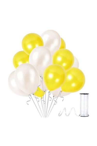 Happyland White-yellow Metallic Pearlescent Balloon 50 Pieces