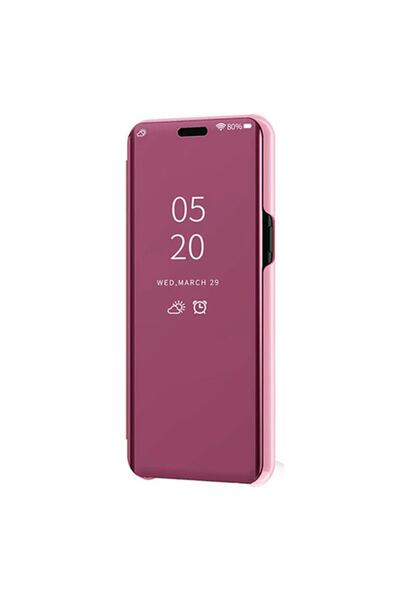 Smart Tech Samsung Galaxy Note 10 Plus Aynalı Kapaklı Lüx Kılıf Rose Gold