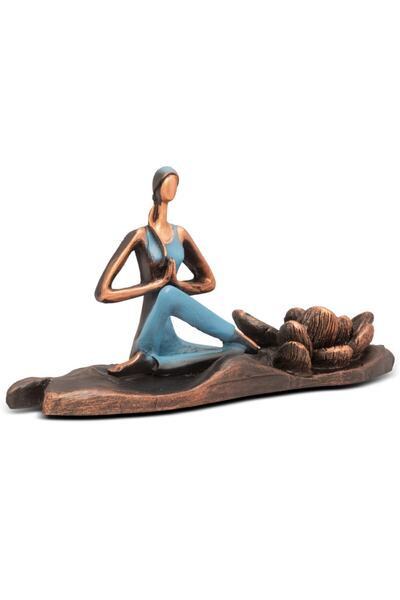 Gift Garden Dekoratif Yoga Yapan Kadın Outdoor Eller Ortada Mavi