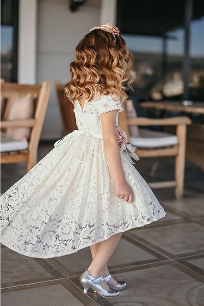 MIALORA EXCLUSIVE Special Design Girl's Dress, Lace Dress, Crowned, Back Long Front Short, Birthday Dress