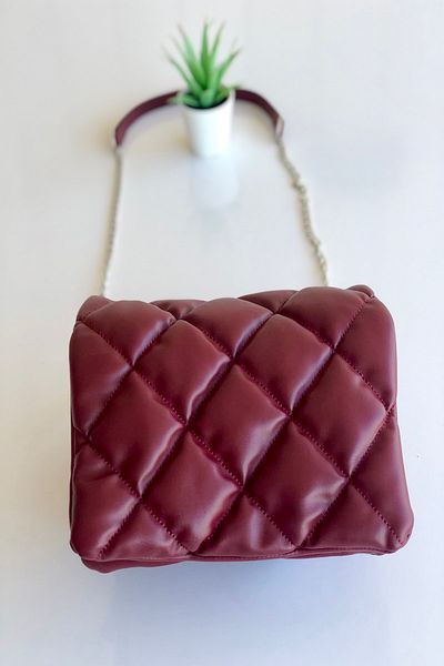 Bagzone Geantă de umăr din piele moale Bordeaux pentru femei