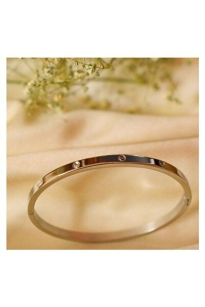 Çelik Women's Silver Colored Zircon Stone Bracelet