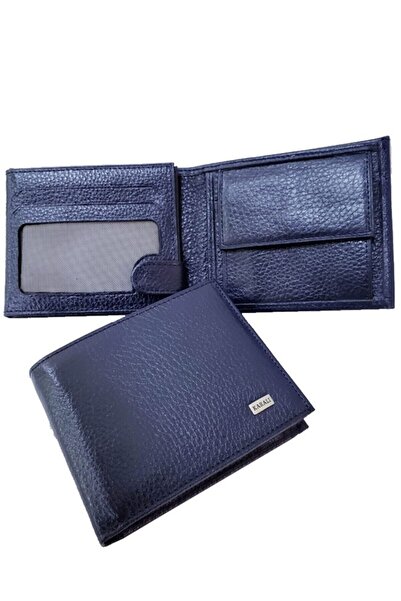 Karalı Deri Erkek Lacivert Hakiki Deri Cüzdan Kartlık