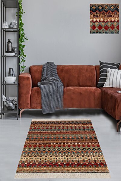 on the clouds Kilim Desenli Etnik Dijital Baskı Yıkanabilir Kaymaz Taban Eski...