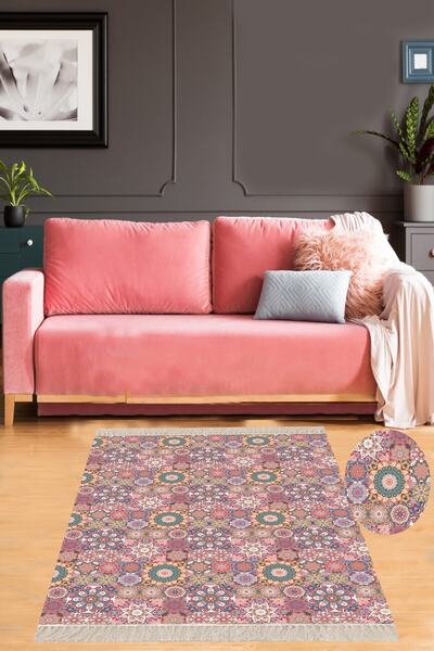 on the clouds Kilim Desenli Etnik Dijital Baskı Yıkanabilir Kaymaz Taban Mode...