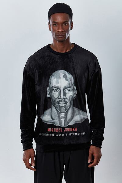 Dear Deer Erkek Siyah Jordan  Sweatshirt