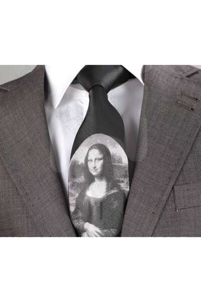 Herşey Nota Cravată neagră Mona Lisa pentru bărbați