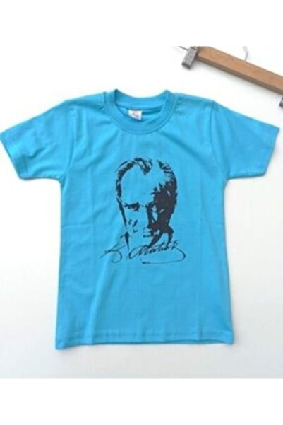 MiraKids Çocuk Giyim Unisex Çocuk Mavi Atatürk Tişört