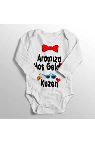 Genel Markalar Aramıza Hoş Geldin Kuzen Yazılı Baskılı Bebek Zıbını