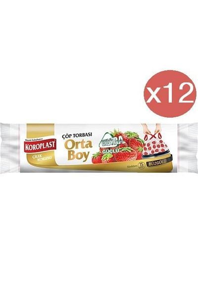 Koroplast Strawberry Drawstring Medium Garbage Bag 15 x 12 Packs