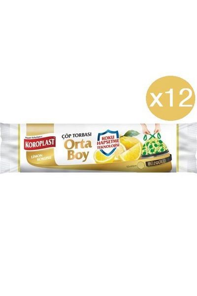 Koroplast Lemon Drawstring Medium Size Garbage Bag 15 x 12 Pack