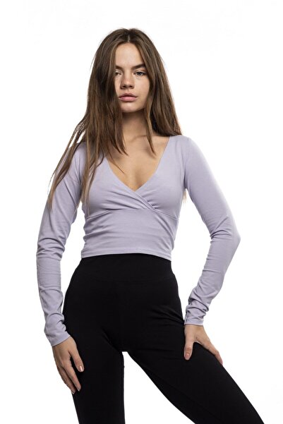 Miss Murem Women's Lilac Double Breasted Long Sleeve Blouse