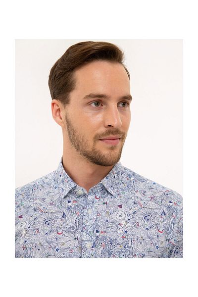 Pierre Cardin Ανδρικό πουκάμισο μπλε Slim Fit G021SZ004.000.1011850
