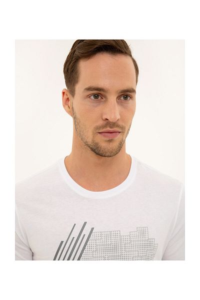 Pierre Cardin White Slim Fit Men's T-Shirt