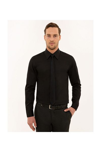 Pierre Cardin Мъжка черна риза Slim Fit G021SZ004.000.1038388