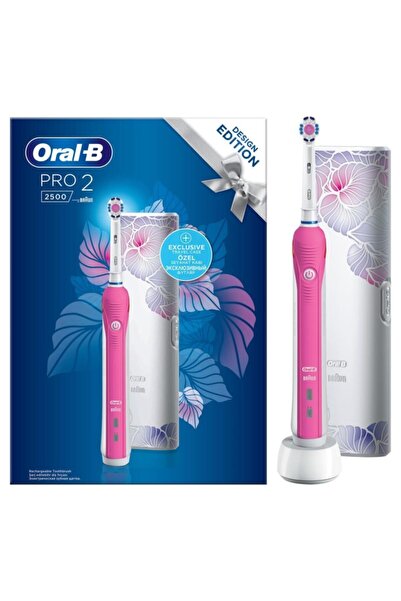 Oral-B Pro 2500 Şarj Edilebilir Diş Fırçası Cross Action Flora Pink + Seyahat Kabı