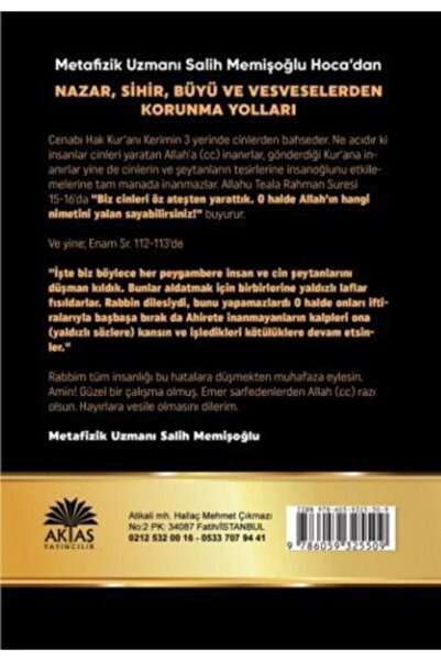 Aktaş Yayıncılık Nazar Sihir Büyü Ve Vesveselerden Korunma Yolları - Salih Me...
