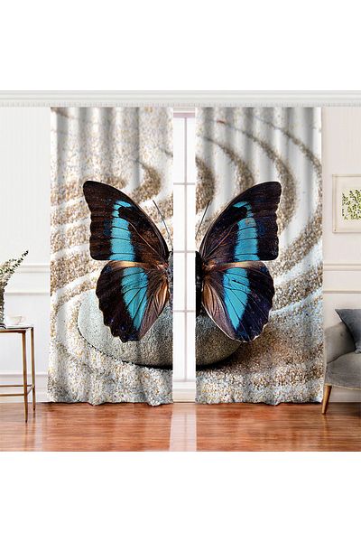 Realhomes Perdele de fundal decorative pentru sufragerie, imprimată digitală, modernă, cu aripă dublă