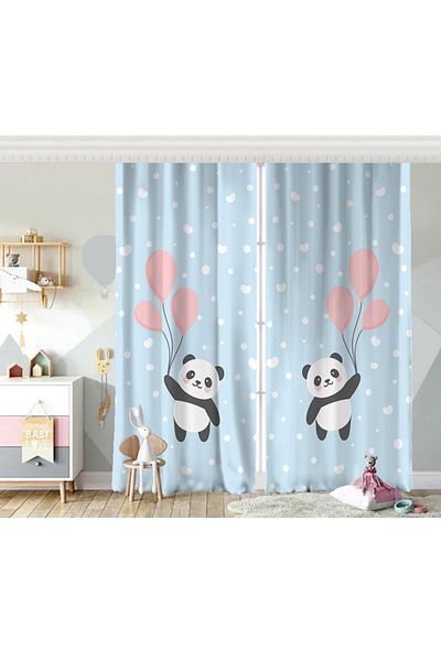 Realhomes Baloane zburătoare cu aripă dublă și perdea de fundal pentru camera copiilor cu model panda drăguță