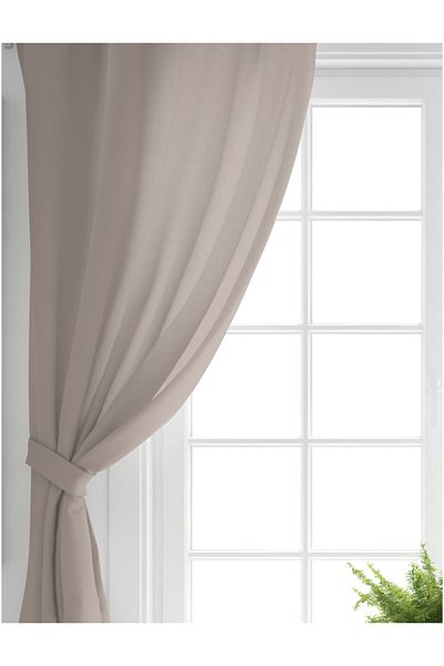 Realhomes Double Wing Plain Mink Colored Digital Printed Children's Room Background Curtain