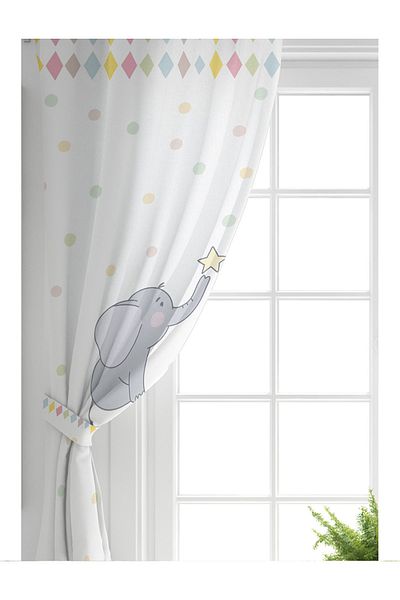 Realhomes Aripă dublă Elefant drăguț Baby Shower Design Camera Copiilor Fundal perdea