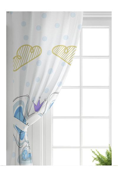 Realhomes Aripă dublă Blue Elephant Design Drapa de fundal pentru cameră pentru copii