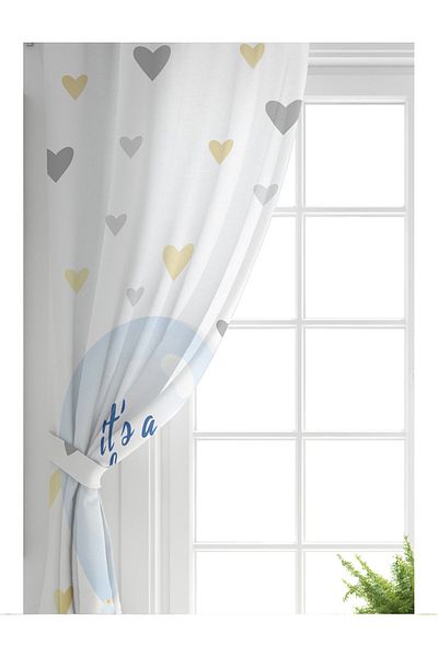 Realhomes Balon albastru cu aripi duble si inimioare aurii special concepute decorative pentru fundal pentru camera copiilor