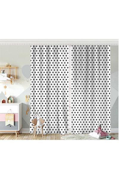 Realhomes Cortina de fundal pentru camera de copii cu aripi duble, imprimate digital cu model de stele